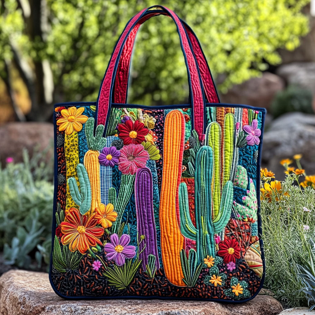 Mystic Cactus quilted tote bag – patchwork cacti