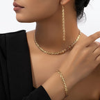 3-Piece Jewellery Set - Gold-Tone Leaf Chain