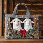 Christmas Sheep quilted tote bag – sheep with wreath