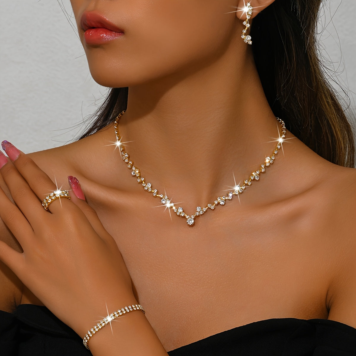4-Piece Jewellery Set - Crystal Vine