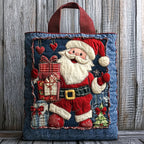 Farmhouse Santa quilted tote bag – santa with gifts