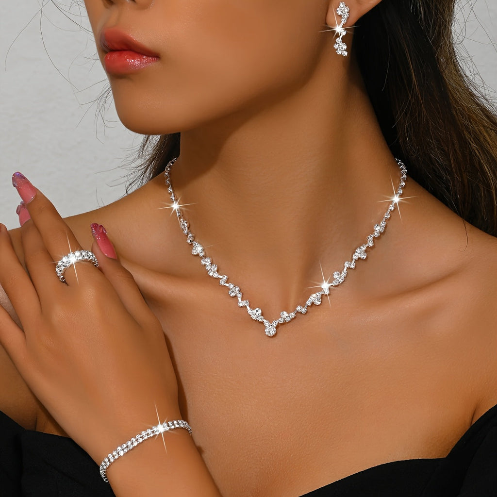 Crystal vine necklace, bracelet, earrings and ring set