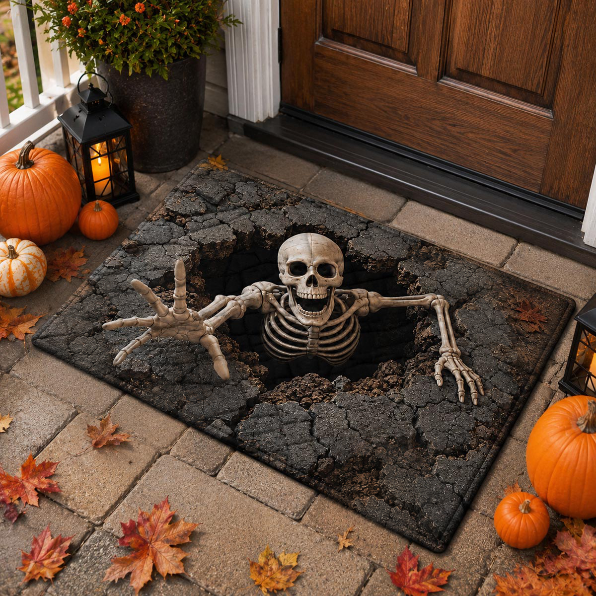 Skeleton Rift doormat – skeleton in cracked stone