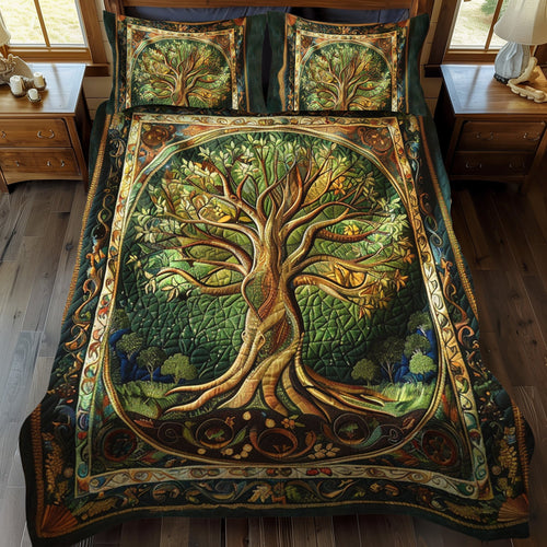 3-Piece Quilted Bedspread Set - Ancient Oak – view 2