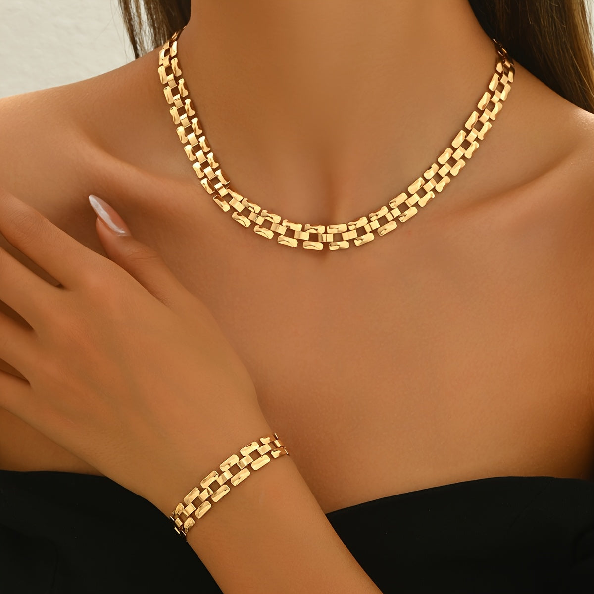 Necklace & Bracelet Set - Chunky Link
