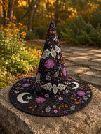 Gothic Butterfly Garden quilted witch hat – butterflies on black