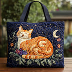 Moonlit Ginger quilted tote bag – ginger cat and moon