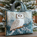 Winter Owl quilted tote bag – snowy owl