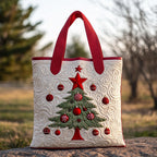 Joyful Christmas Tree quilted tote bag – christmas tree