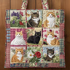 Sunflower Cats quilted tote bag – cat patchwork