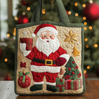 Gift Blessing Santa quilted tote bag – santa and tree