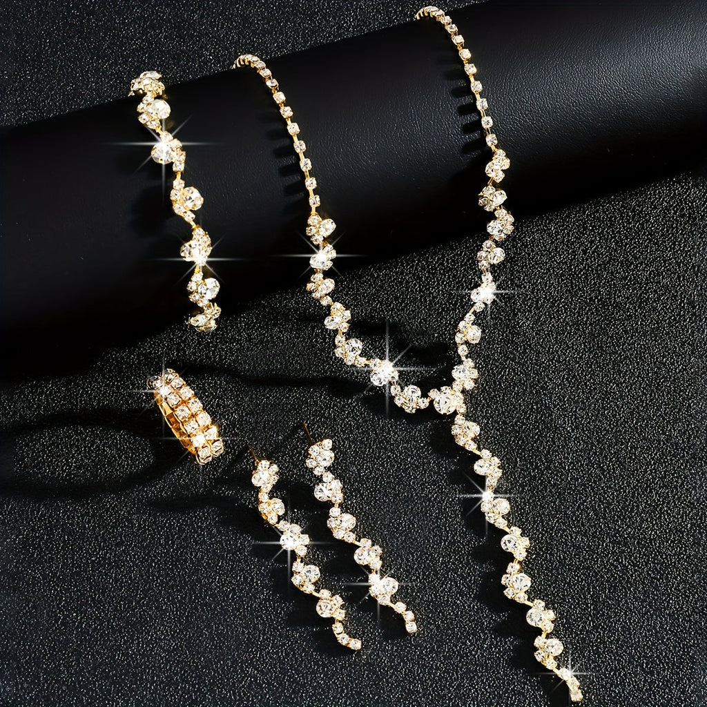 4-Piece Jewellery Set - Crystal Flowers