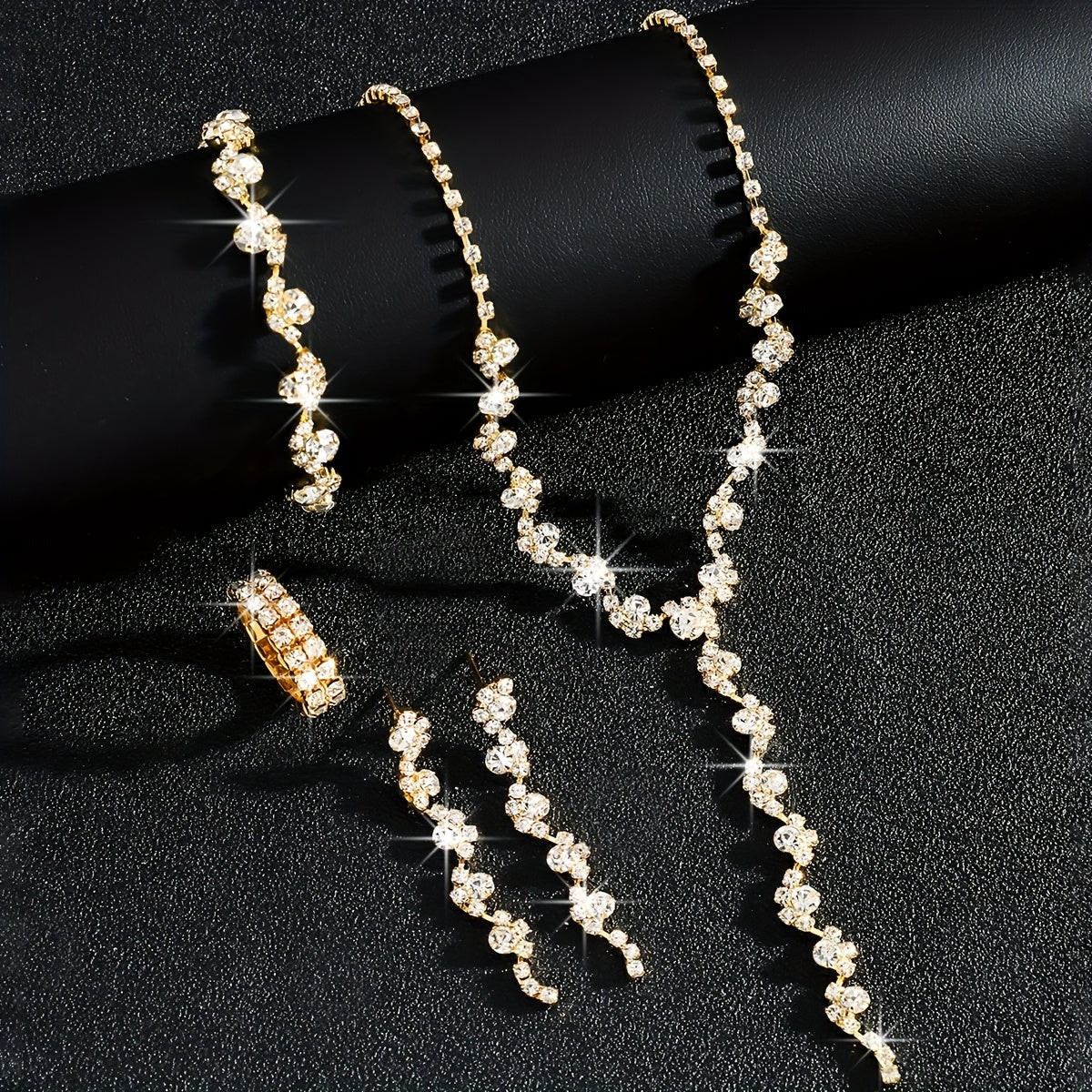 4-Piece Jewellery Set - Crystal Flowers