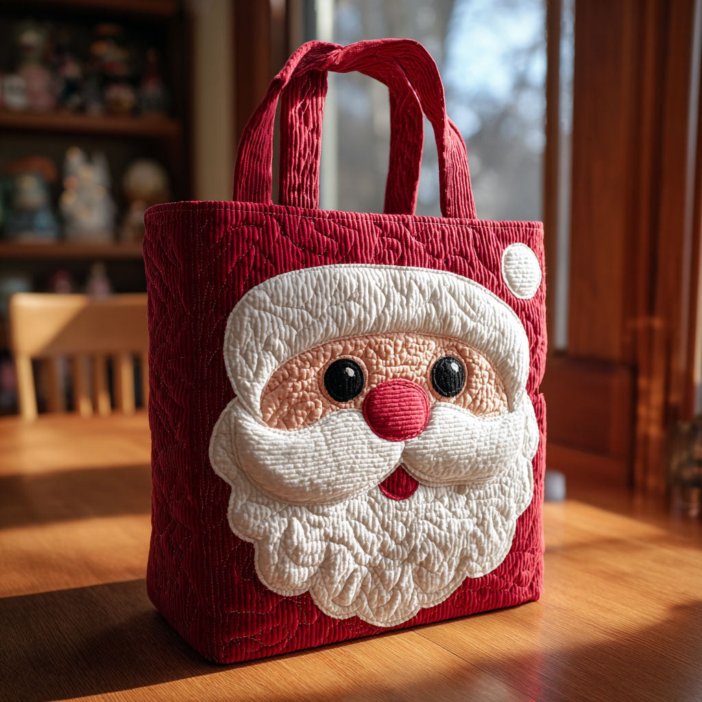 Santa Bundle quilted tote bag – rosy Santa face