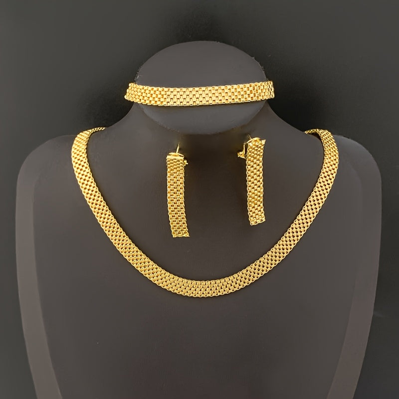 3-Piece Jewellery Set - Gold-Tone Mesh