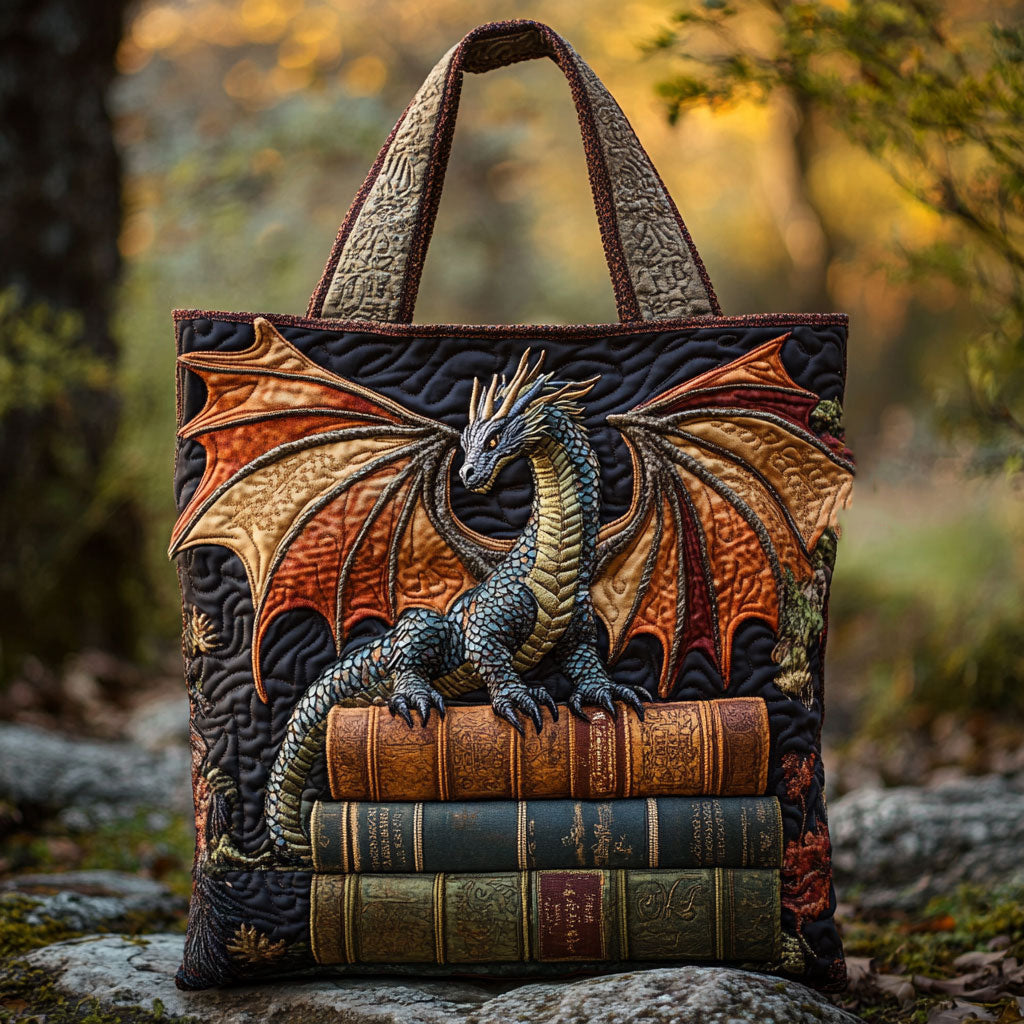Dragon Shadow quilted tote bag – bronze dragon