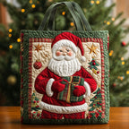 Santa Joy quilted tote bag – santa with present