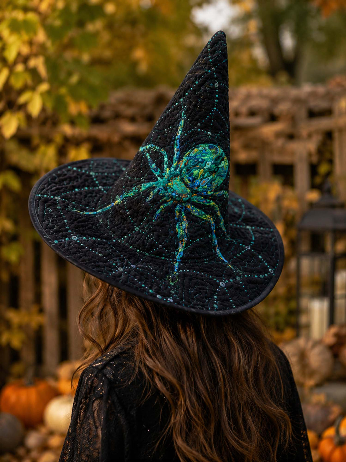Quilted Witch Hat - Emerald Spider – view 2