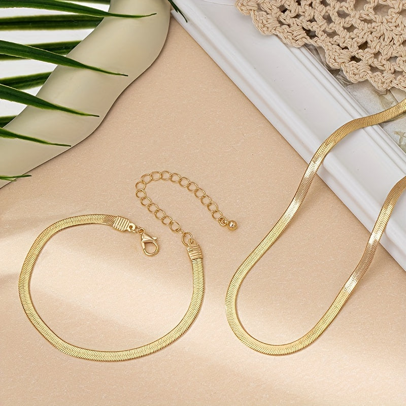 Necklace & Bracelet Set - Snake Chain