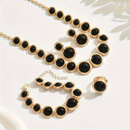 4-Piece Jewellery Set - Black Cabochon
