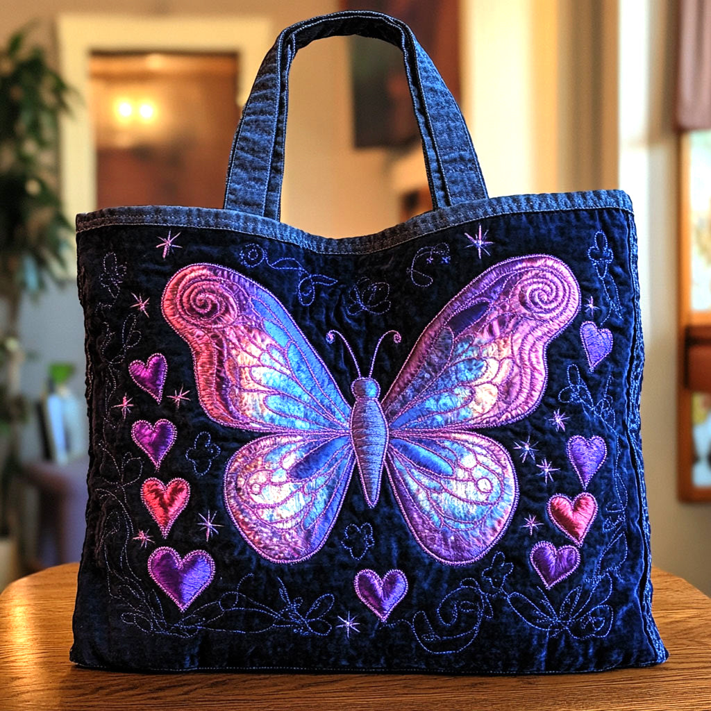 Butterfly Fantasy quilted tote bag – swirling butterfly