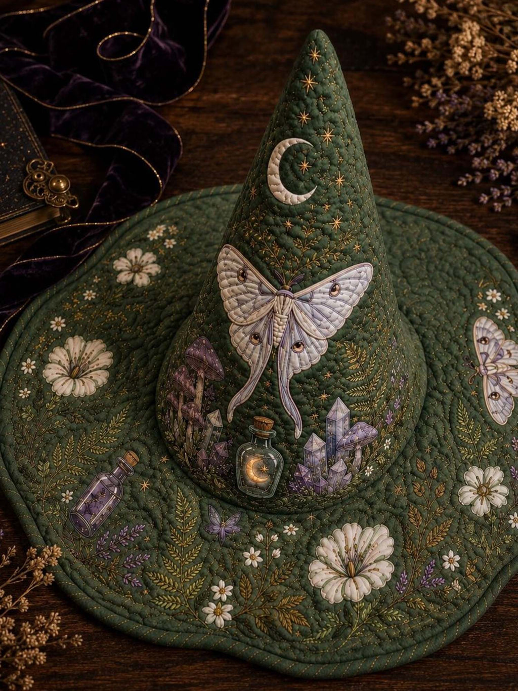 Quilted Witch Hat - Luna Moth Garden – view 4