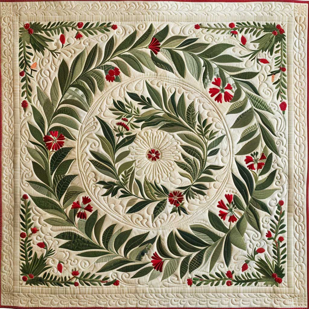 Quilted Throw - Evergreen Wreath – view 2