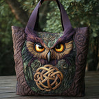 Celtic Talon Owl quilted tote bag – owl with Celtic knot