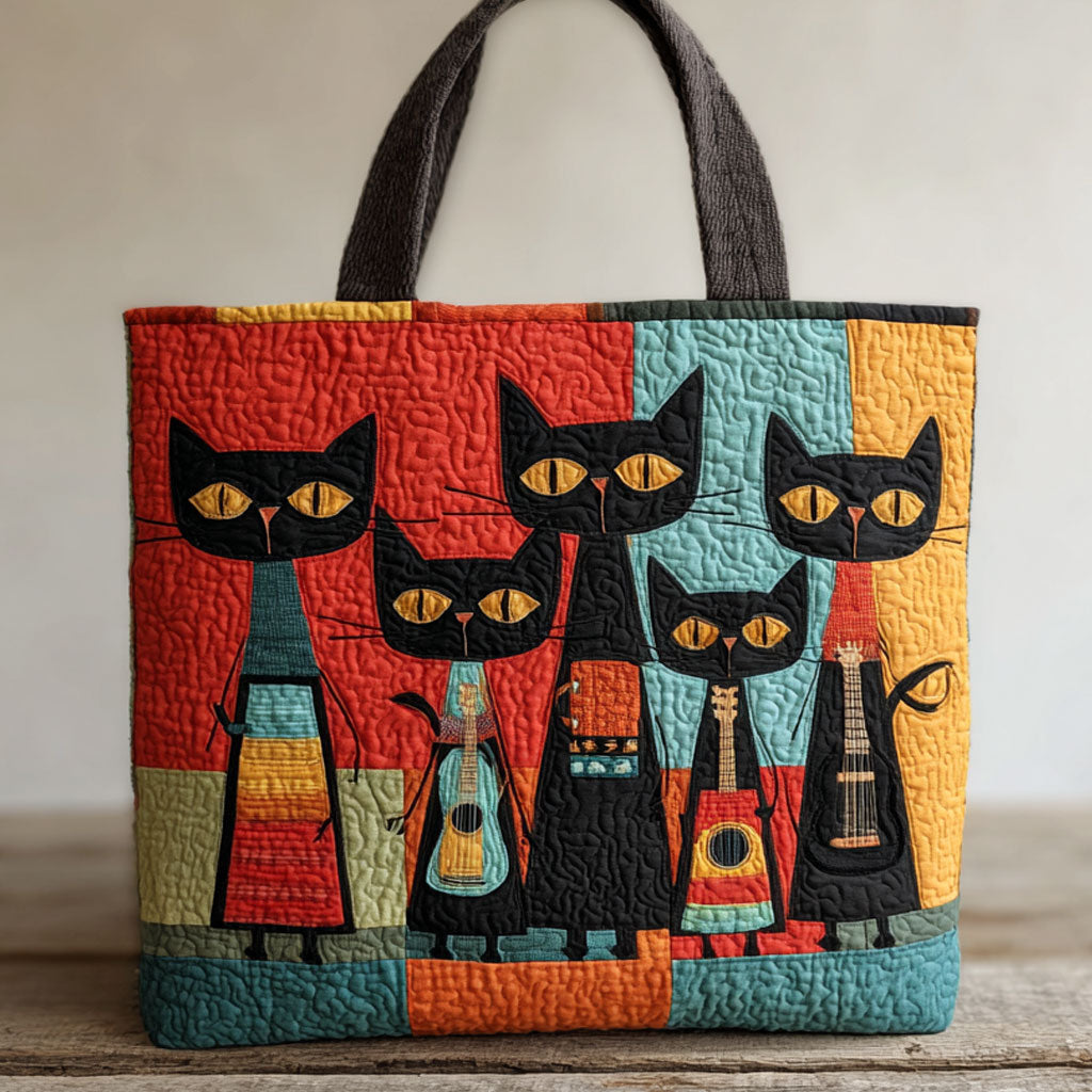 Harmony Cats quilted tote bag – cat band