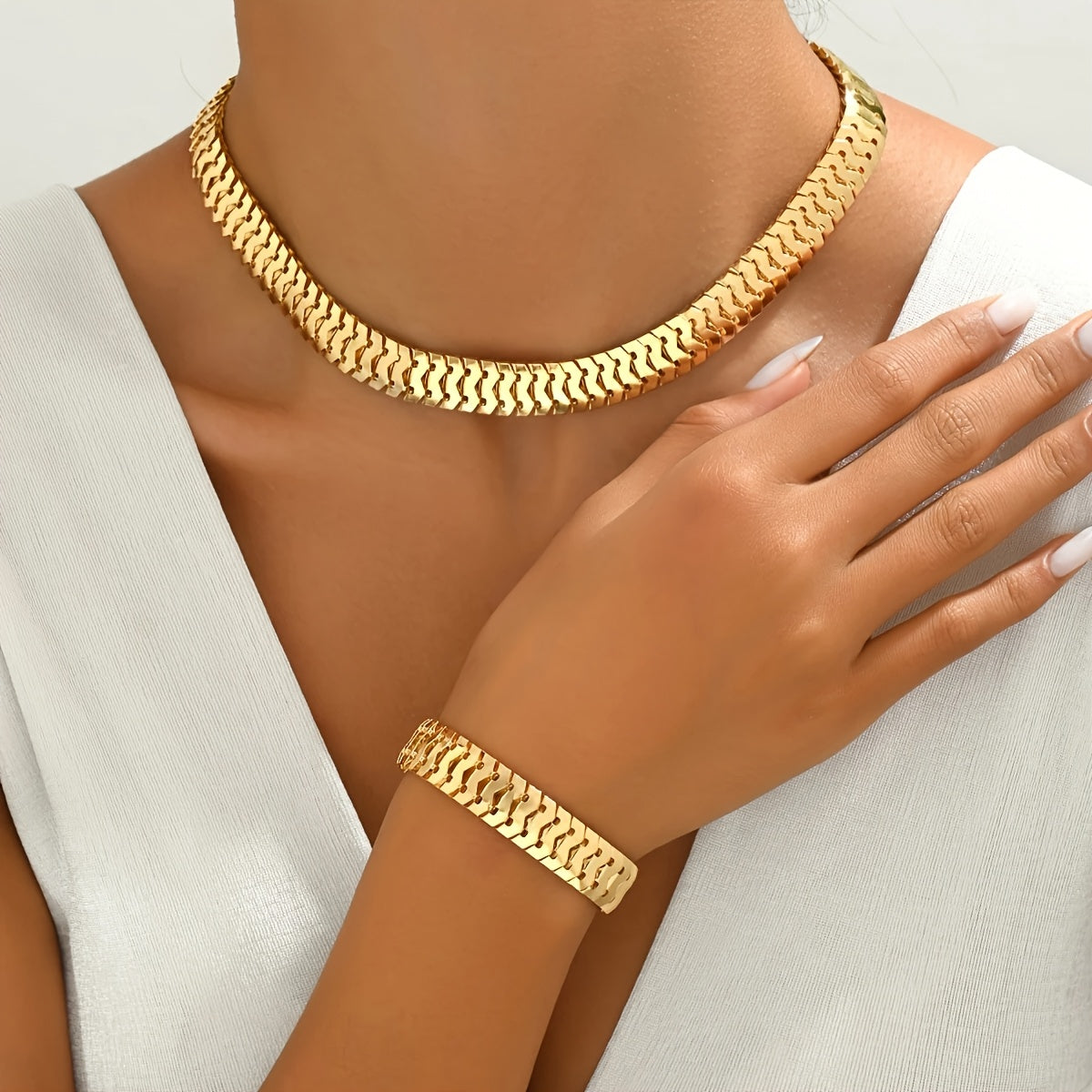 Necklace & Bracelet Set - Chunky Link