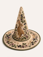 Woodland Rabbit quilted witch hat – rabbit among berries