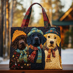 Labrador Snow Buddies quilted tote bag – labradors in hats