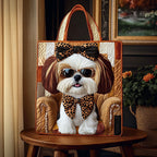 Shih Tzu Elegance quilted tote bag – shih Tzu in sunglasses