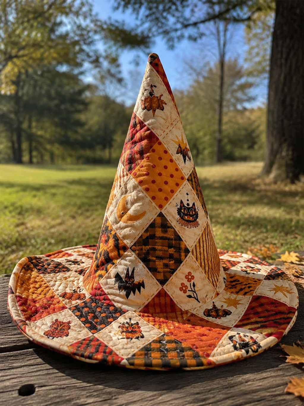 Quilted Witch Hat - Diamond Halloween Patchwork – view 3