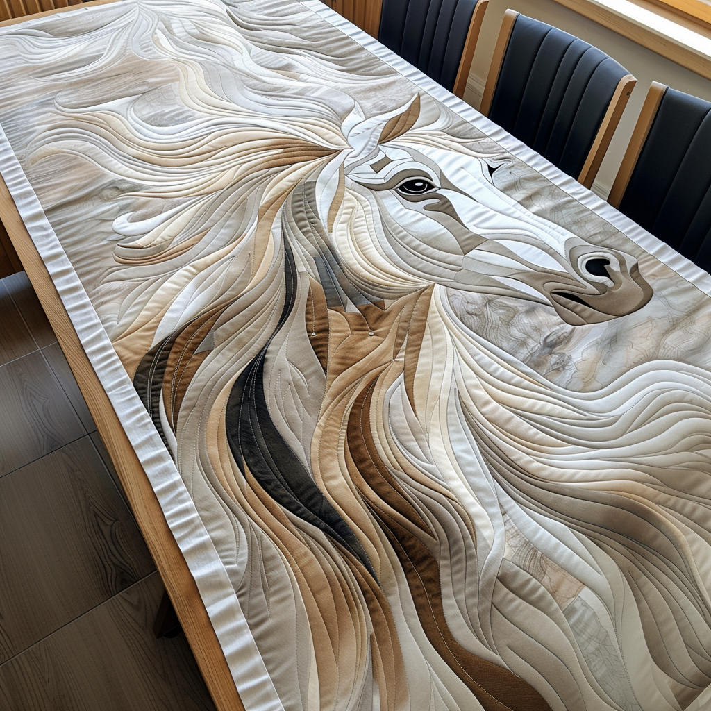 Quilted Table Runner - Silver Horse Mane – view 2
