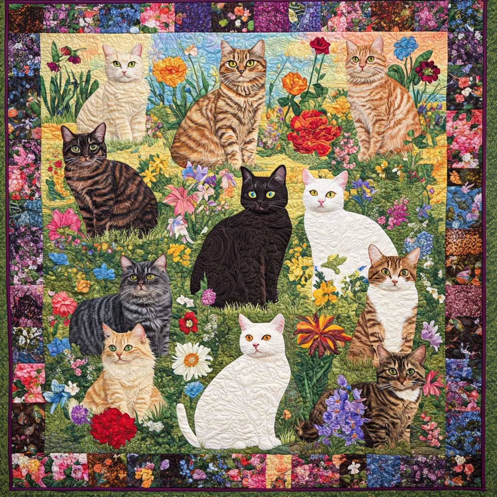 Quilted Throw - Cats in the Garden – view 5
