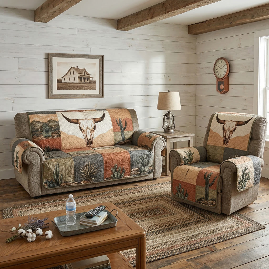 Quilted Sofa Cover - Dustland Longhorn