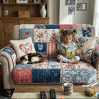 Quilted Sofa Cover - Cottage Charm Heart