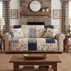 Quilted Sofa Cover - Indigo Patchwork