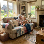 Quilted Sofa Cover - Retro Floral Heart