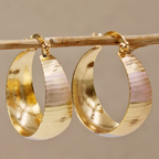 Gold-Tone Hoop Earrings - Wide Brushed