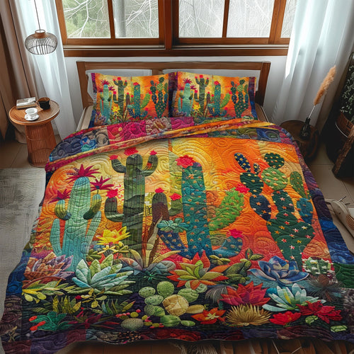 3-Piece Quilted Bedspread Set - Desert Sunset Garden – view 2