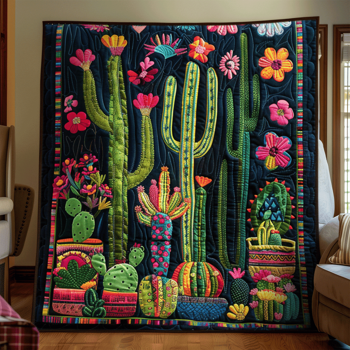 Quilted Throw - Blooming Cactus – view 2