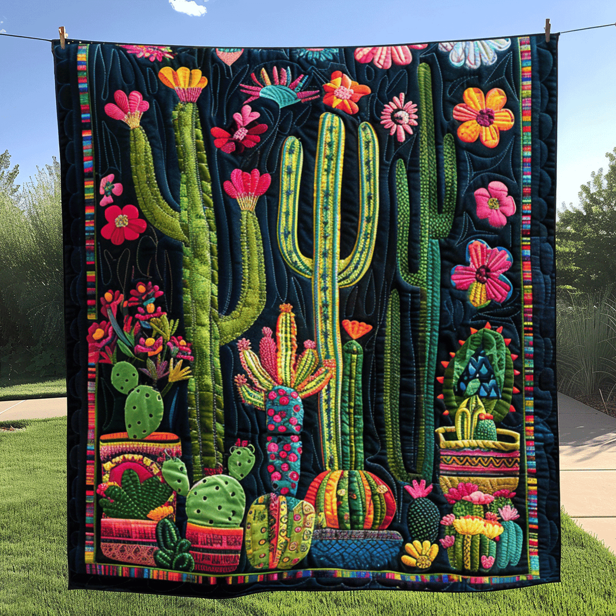 Quilted Throw - Blooming Cactus – view 3