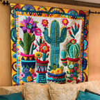 Quilted Throw - Potted Cactus Fiesta – view 2