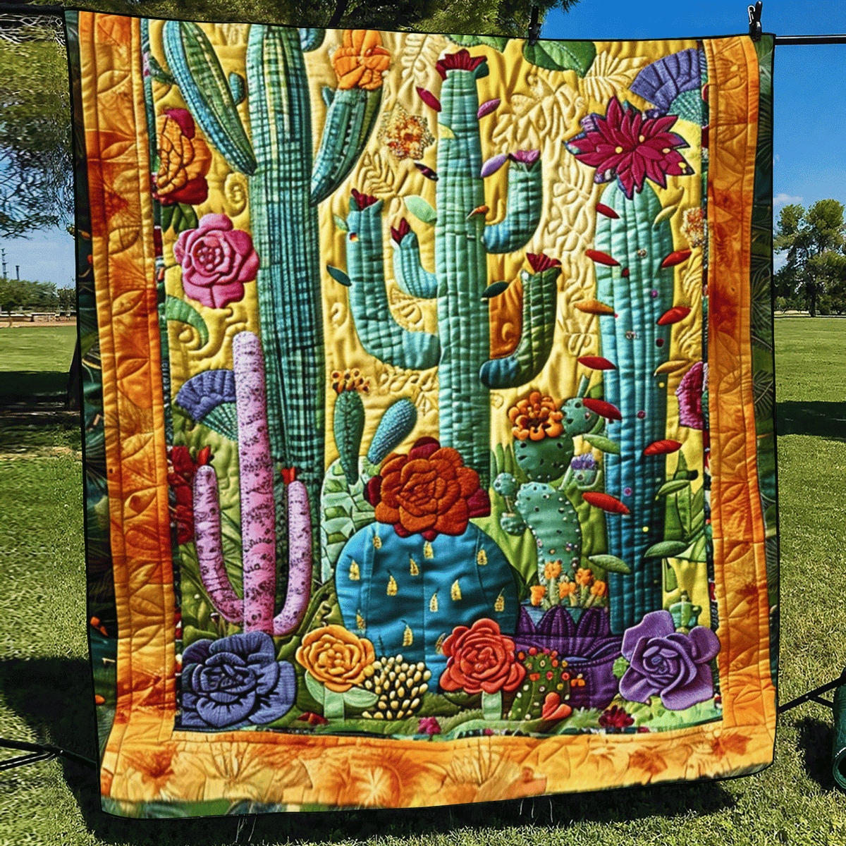 Quilted Throw - Cactus Blooms – view 2
