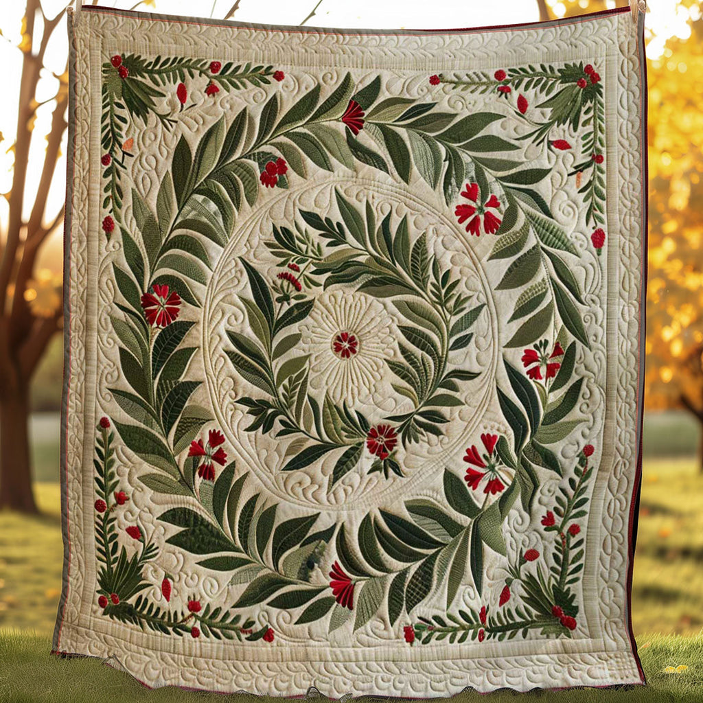 Quilted Throw - Evergreen Wreath – view 3