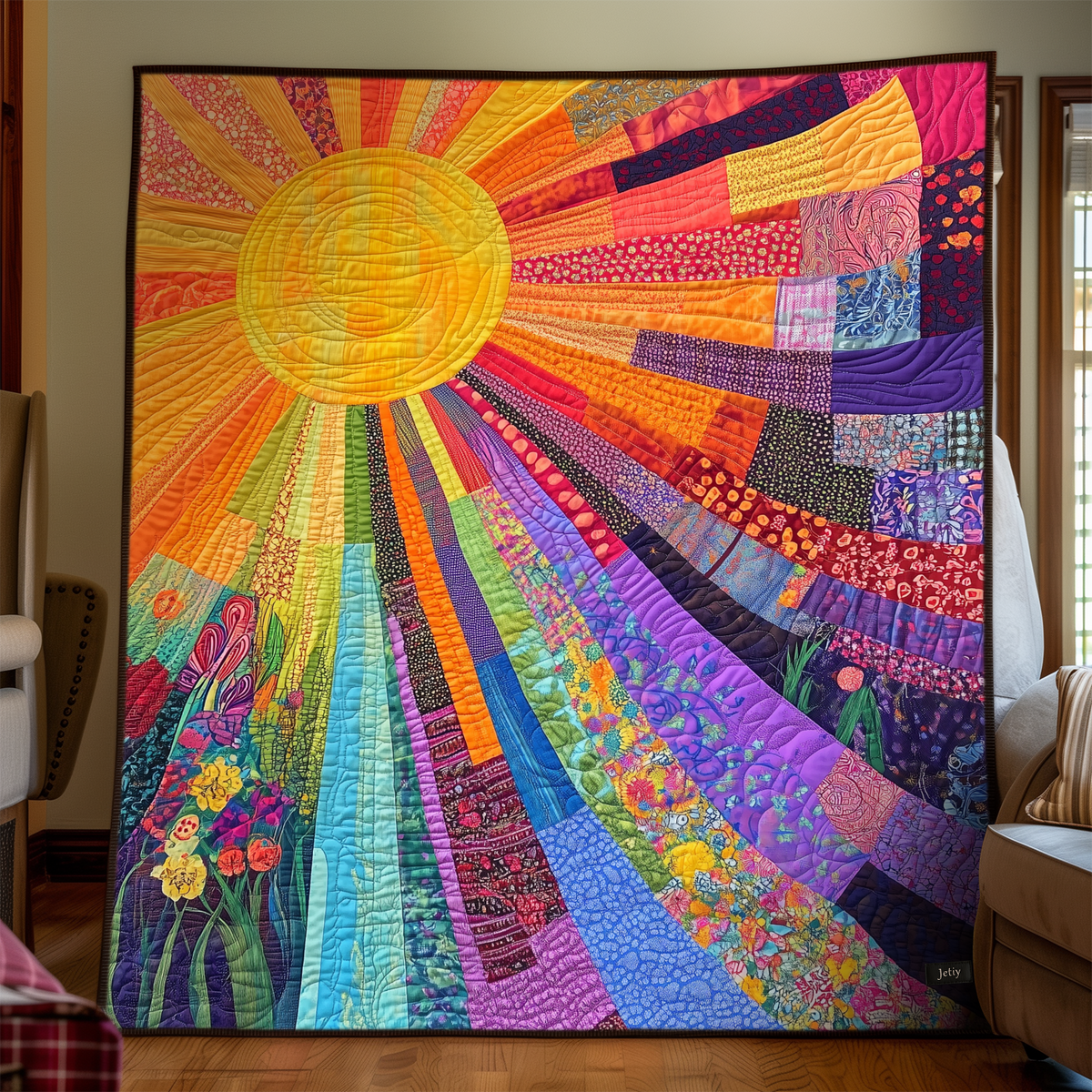 Quilted Throw - Rainbow Sunburst – view 3