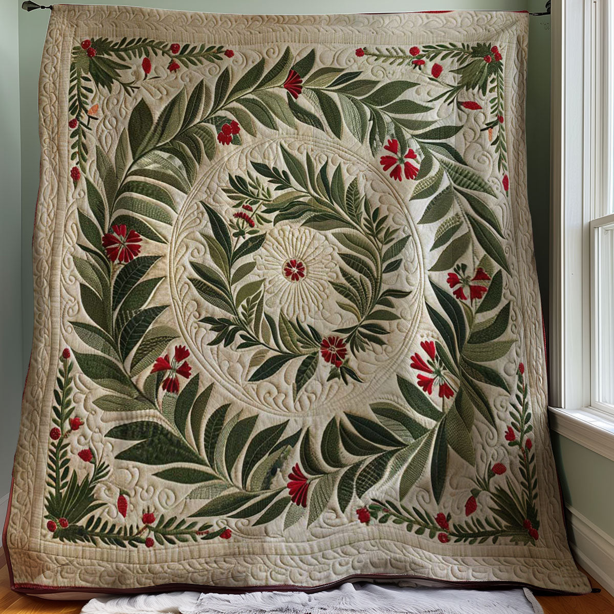 Quilted Throw - Evergreen Wreath – view 4