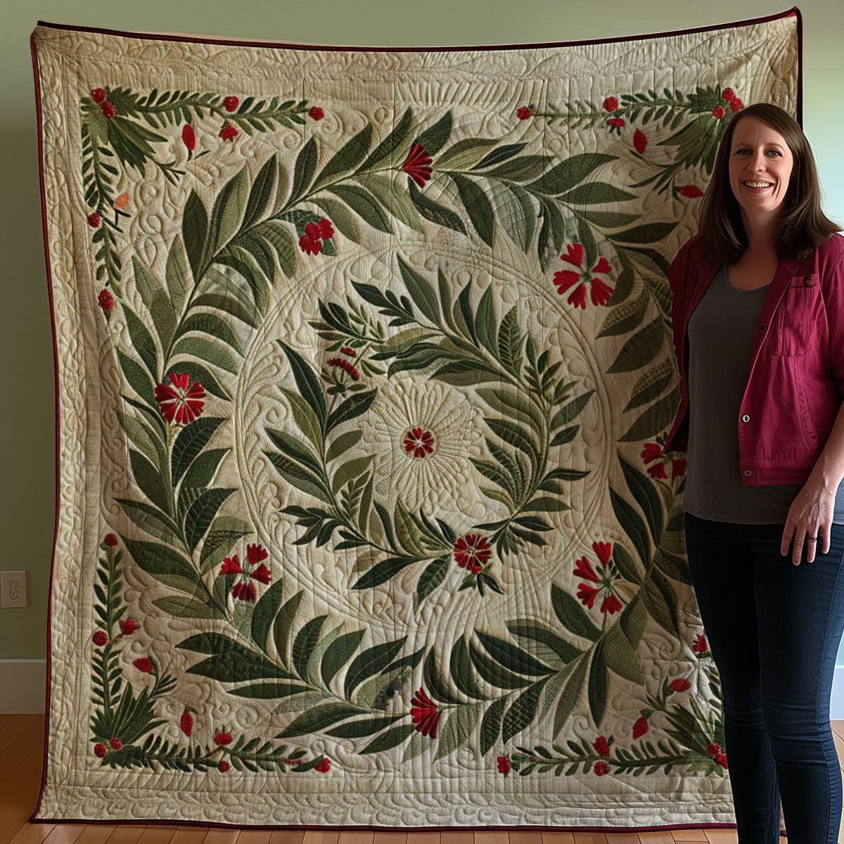 Quilted Throw - Evergreen Wreath – view 5